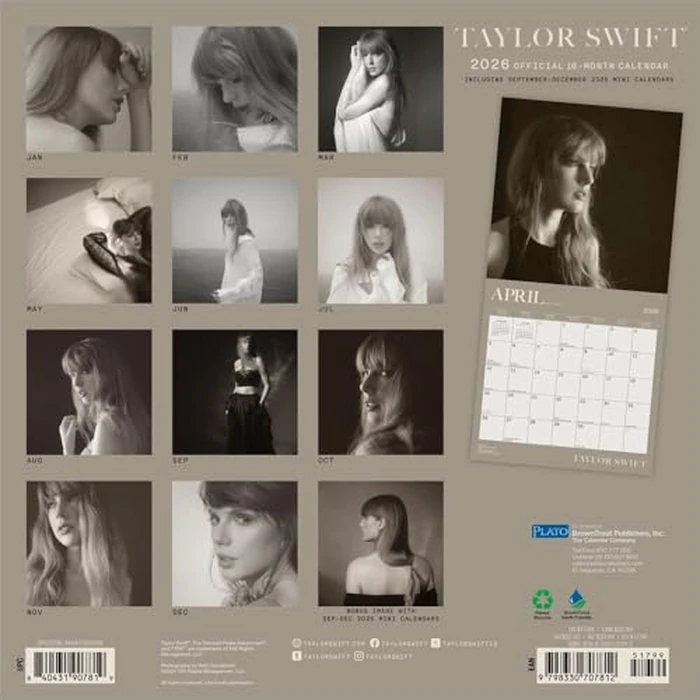 Taylor Swift Official 2026 12 X 24 Inch (Hanging) Monthly Square Wall Calendar by PLATO - Image 2
