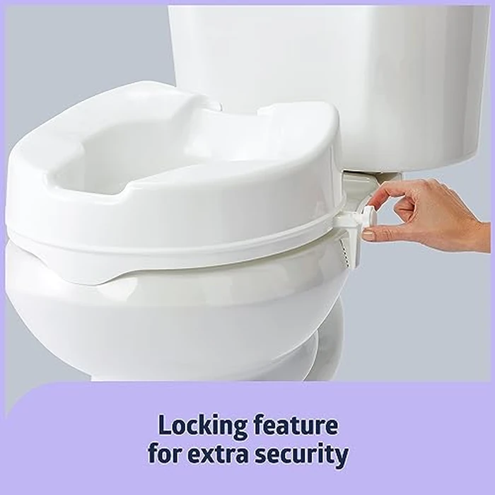 Medline Raised Toilet Seat with Secure Side Locks, 4" Elevation - 250 lbs. Capacity, for Seniors, Elderly, Independent Adults and Disabled Adults - 1 Ct. by Medline - Image 5