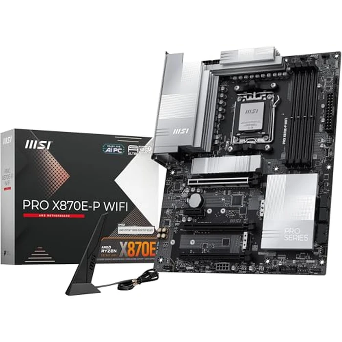 MSI PRO X870E-P WiFi Motherboard, ATX - Supports AMD Ryzen 9000/8000 / 7000 Processors, AM5-60A SPS VRM, DDR5 Memory Boost (8200+ MT/s OC), PCIe 5.0 x16 & 4.0 x16, M.2 Gen5, Wi-Fi 7, 5G LAN by msi - Used - Like New condition - US$154.69