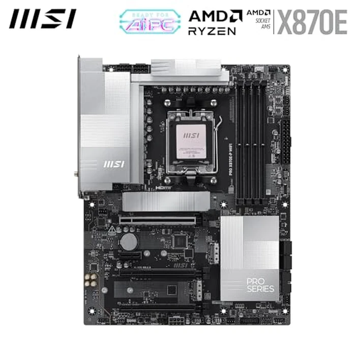MSI PRO X870E-P WiFi Motherboard, ATX - Supports AMD Ryzen 9000/8000 / 7000 Processors, AM5-60A SPS VRM, DDR5 Memory Boost (8200+ MT/s OC), PCIe 5.0 x16 & 4.0 x16, M.2 Gen5, Wi-Fi 7, 5G LAN by msi - Image 2