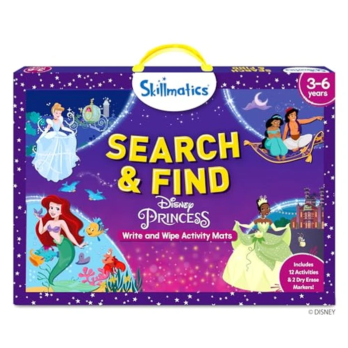 Skillmatics Search and Find Disney Princess Educational Game - Reusable Preschool Learning Activity, Perfect for Toddlers & Kids, Screen-Free Fun, Art & Crafts, Gifts for Boys & Girls Ages 3, 4, 5, 6 by Skillmatics - Used - Like New condition