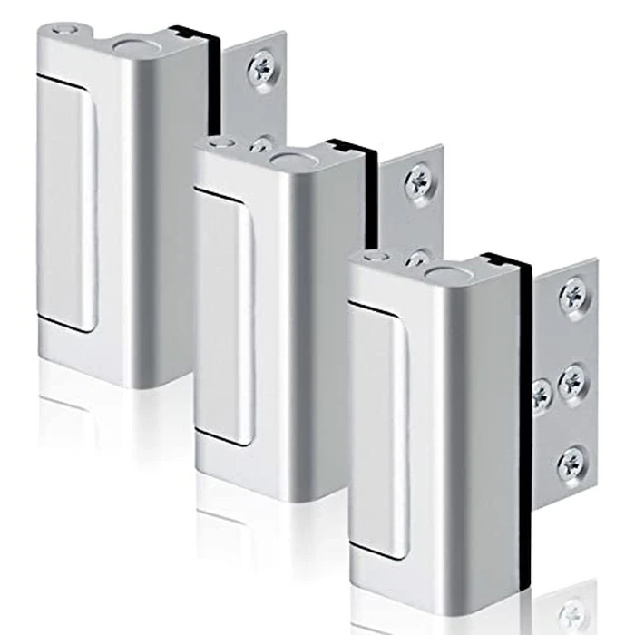 GreaTalent 3PACK Home Security Door Reinforcement Lock Childproof, Add High Security to Home Prevent Unauthorized Entry, Aluminum Construction Finish, Frame Lock, Silver by GreaTalent - Used - Acceptable condition - US$23.99