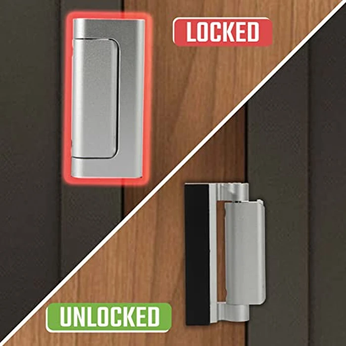 GreaTalent 3PACK Home Security Door Reinforcement Lock Childproof, Add High Security to Home Prevent Unauthorized Entry, Aluminum Construction Finish, Frame Lock, Silver by GreaTalent - Image 7