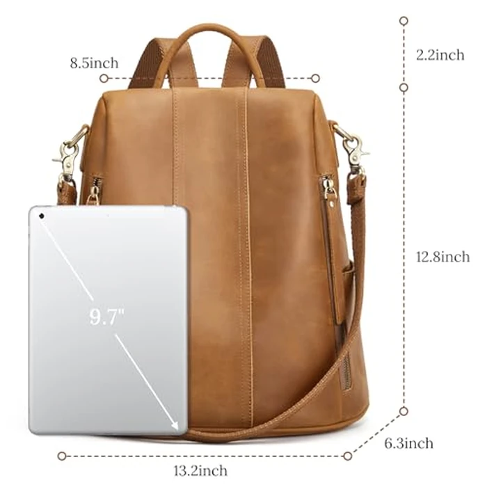 S-ZONE Leather Backpack Purses for Women Antitheft Soft Rucksack Ladies Shoulder Bag Medium by S-ZONE - Image 5