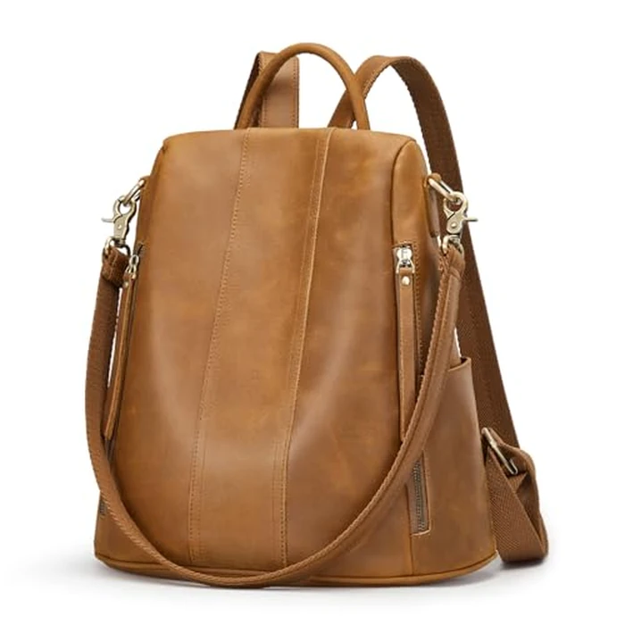 S-ZONE Leather Backpack Purses for Women Antitheft Soft Rucksack Ladies Shoulder Bag Medium by S-ZONE - Image 8