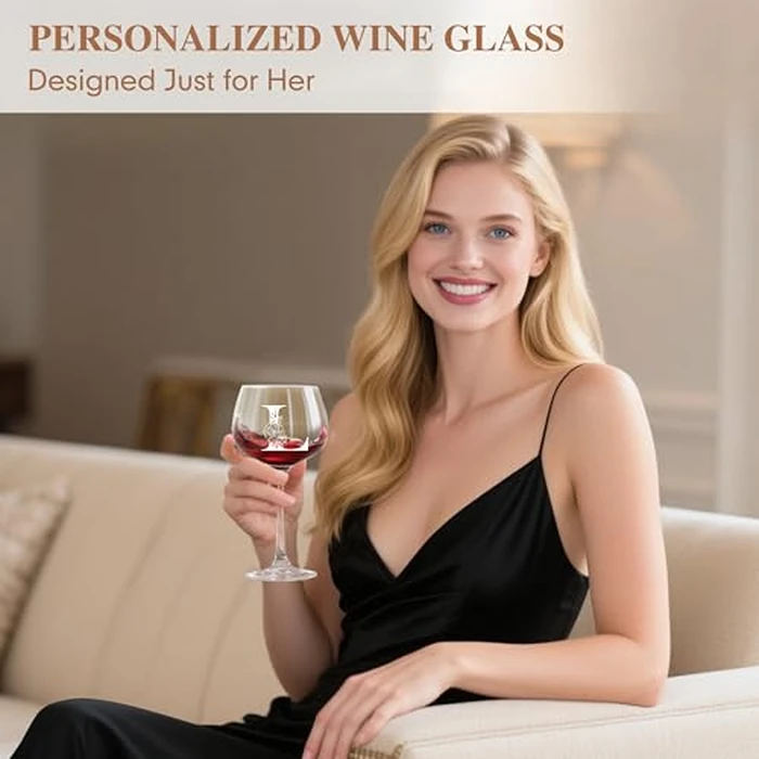 Personalized Gifts for Women - Monogrammed A-Z Wine Glass Customized Gifts, Unique Birthday Gifts for Women, Christmas Basket Gift for Her, Mom, Wife, Sister, Friend, Nurse（L） by EIRNAY - Image 4