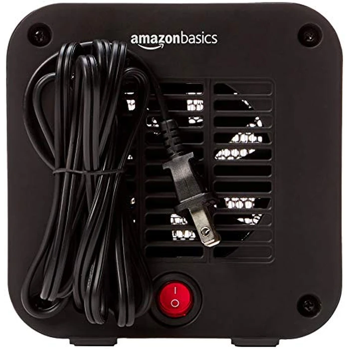 Amazon Basics Ceramic Space Heater, Mini Heater for Office Desk, Portable Tent Heater (Indoor Use), 500 W, With Tip-Over Protection, Lightweight (1.4 LBS), Black, 5.87”D x 3.15”W x 5.95”H by Amazon Basics - Image 2