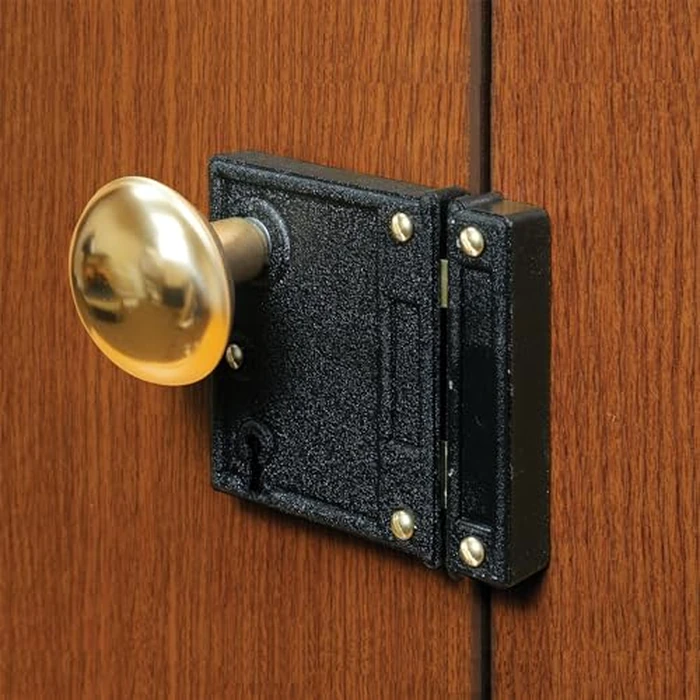 Prime-Line Products E 2437 Vertical Trim Lock Set, Surface Mount, Keyed, Brass Knobs by Prime-Line - Image 3