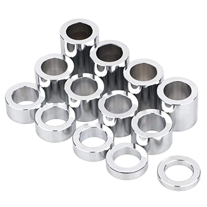 XMMT Chrome CNC Billet Wheel Axle Spacer Kit 25mm - O.D. 1-1/2" (1.50) for Harley Custom Bobbers and Choppers, 13PCS Spacers by XMMT - Used - Very Good condition - US$17.55