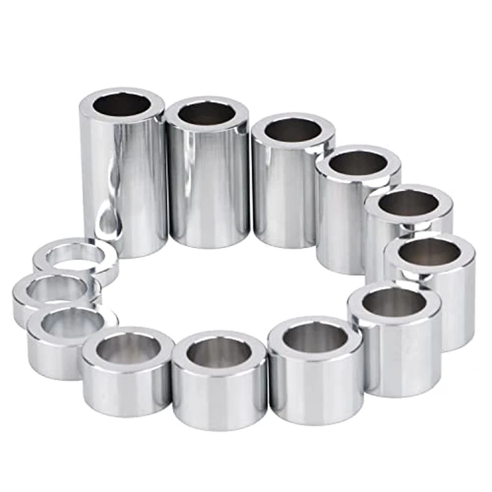 XMMT Chrome CNC Billet Wheel Axle Spacer Kit 25mm - O.D. 1-1/2" (1.50) for Harley Custom Bobbers and Choppers, 13PCS Spacers by XMMT - Image 2