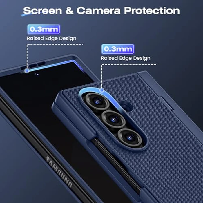 Ruky for Galaxy Z Fold 7 Case with Stand, with Front Privacy Screen Protector & Hidden Kickstand, Support Wireless Charging Slim Hard Shockproof Protective Phone Case for Samsung Galaxy Z Fold 7, Blue by Ruky - Image 8