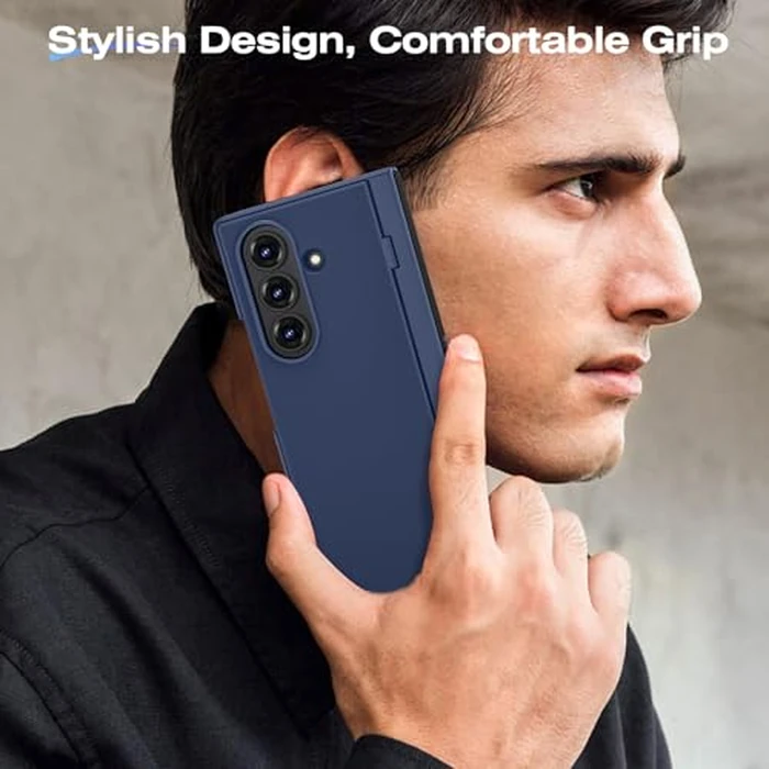 Ruky for Galaxy Z Fold 7 Case with Stand, with Front Privacy Screen Protector & Hidden Kickstand, Support Wireless Charging Slim Hard Shockproof Protective Phone Case for Samsung Galaxy Z Fold 7, Blue by Ruky - Image 9