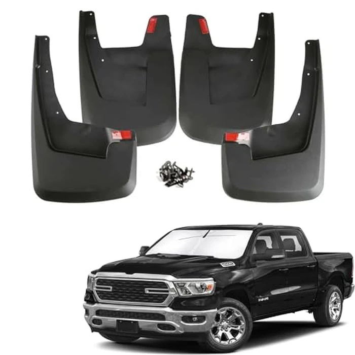 Mud Flaps for 2019 2020 2021 2022 2023 2024 RAM 1500 New Body Style/Non-Classic Model/Only Fits w/Out OEM Fender Flares/Not for TRX Model/No Drill All Weather Mudflaps Splash Guards for Trucks by Wocch - Image 1