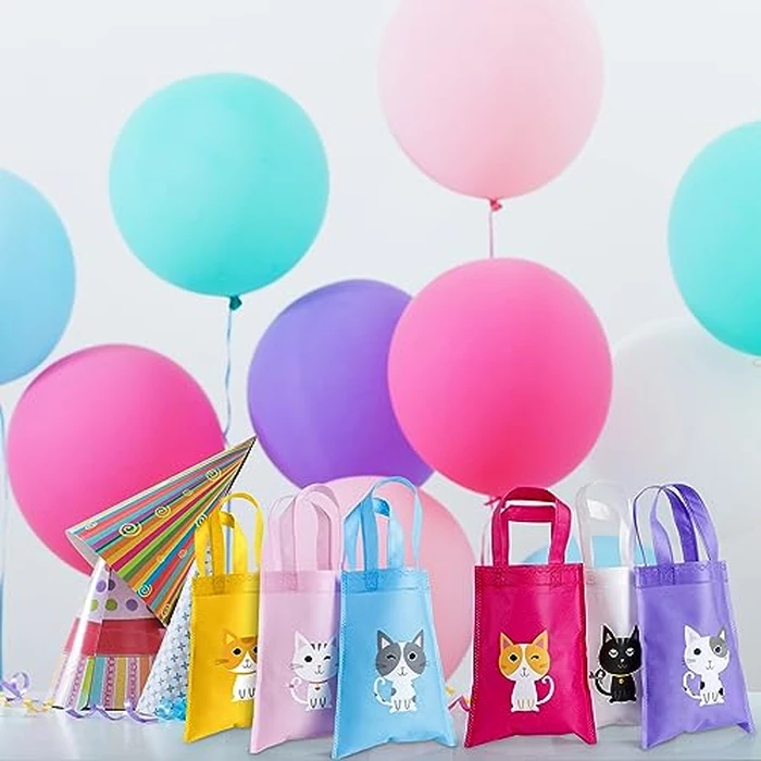 Hosuly 24 Pieces Dog Cat Party Favors Puppy No Woven Tote Bags Reusable Bag Bulk Puppy Kitten Goodie Candy Treat Bags with Handles Vet Tech Week Gifts for Kids Pet Lover Birthday Party Supplies(Cat) by Hosuly - Image 7