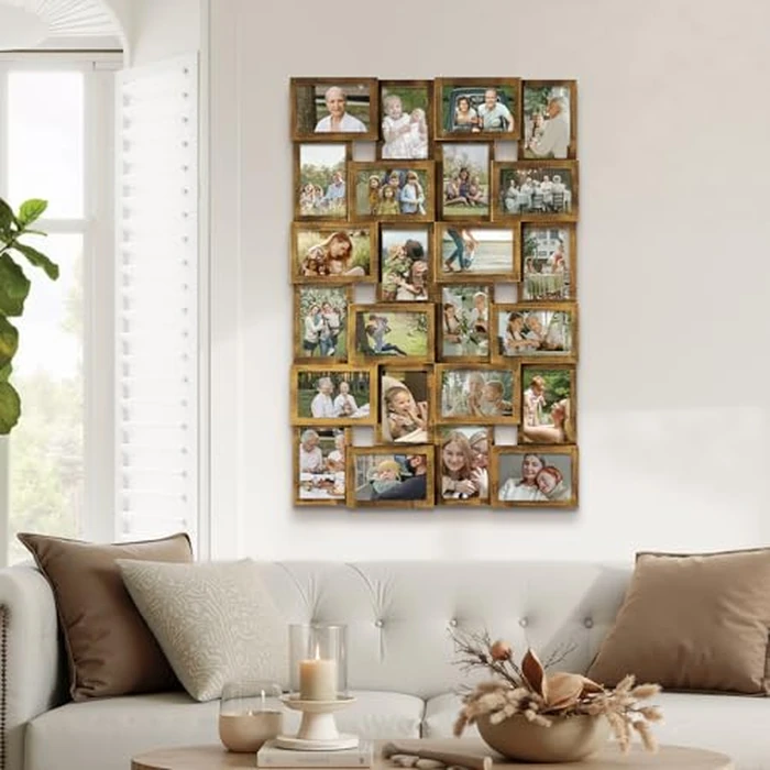 J.M.Deco Collage Picture Frames for Wall 24 Slots, Large Photo Frame Collage Wall Hanging for 4 x 6 Photo, Christmas Gift for Family or Friends - Retro Gold by J.M.Deco - Image 4