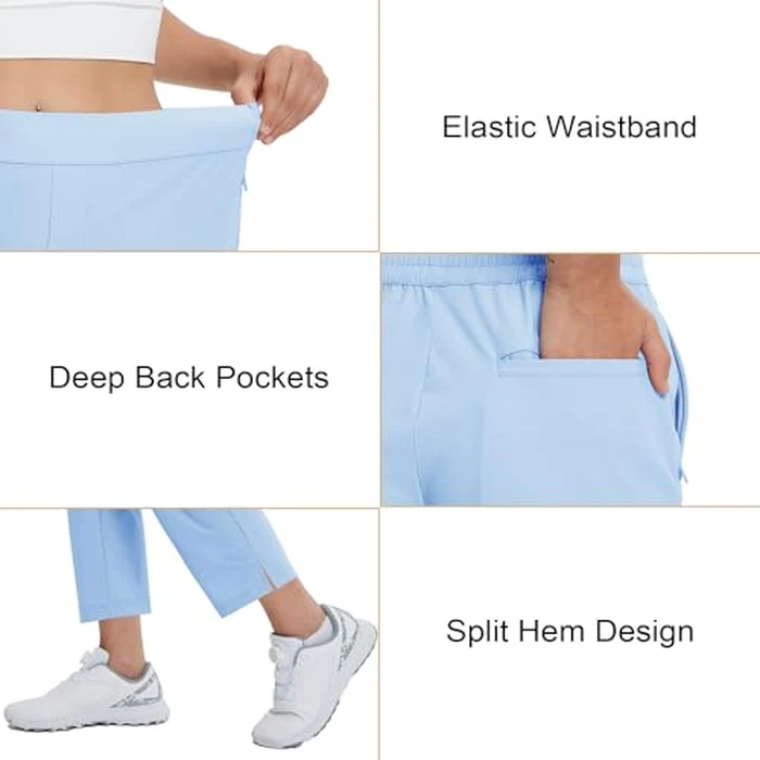 M MAELREG Womens Golf Pants with Pockets Lightweight Travel Hiking Petite Ankle Stretch Active Pants for Women by M MAELREG - Image 4