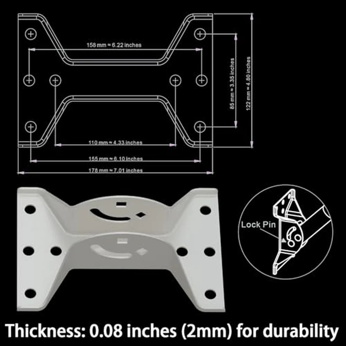 Universal Adjustable Mounting Pole, Steel J-Mount for Attic Outdoor Roof Wall Installation, Weatherproof Mast Pole, Mounting Bracket and Hardware Included (Diameter 1 1/4", Length 16 1/2", White) by cekay - Image 4