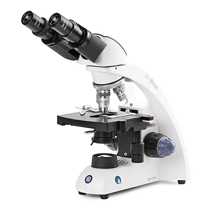 BioBlue Binocular Compound Microscope SMP 4/10/S40/S100x Objectives with Mechanical Stage and 1W NeoLED Cordless Illumination Globe Scientific | Euromex by Globe Scientific - Used - Very Good condition