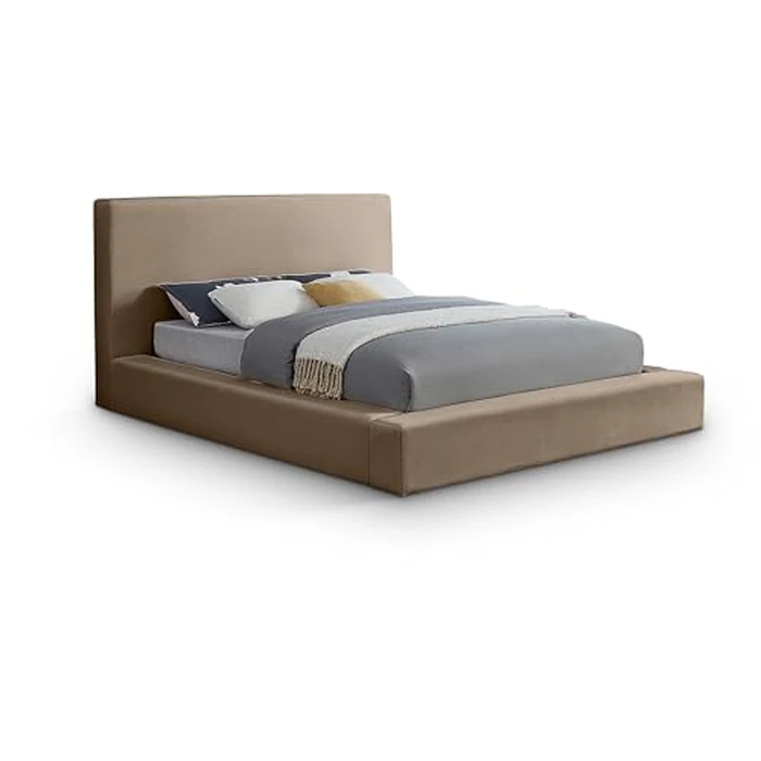 Meridian Furniture DorianTaupe-Q Dorian Collection Modern | Contemporary Queen Bed with Ultra Luxe Taupe Velvet, 73" W x 95" D x 45" H, Taupe, Queen by Meridian Furniture - Used - Very Good condition - US$600.27