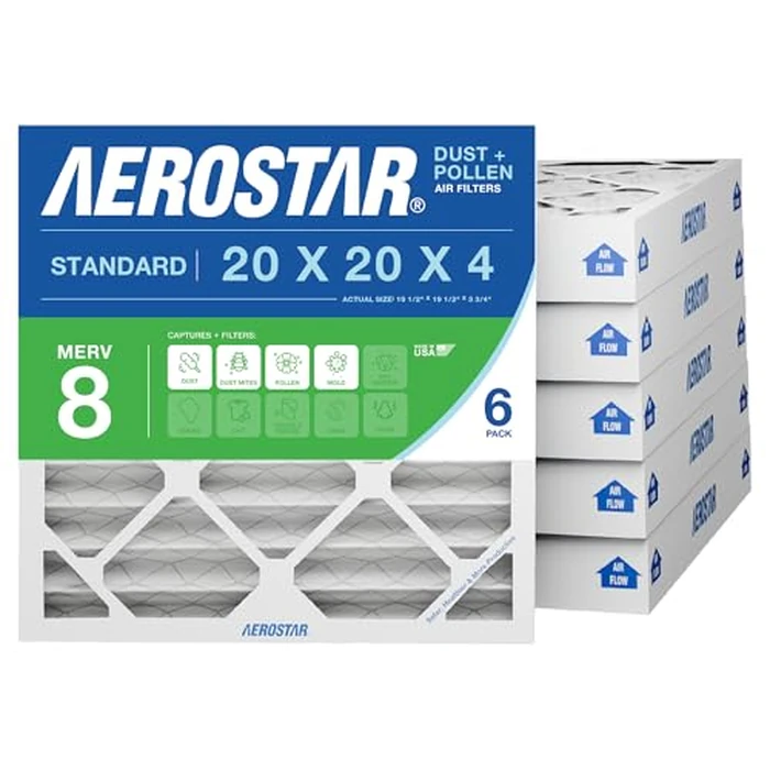 Aerostar 20 x 20 x 4 MERV 8 Pleated Air Filter, Pleated (Pack of 6) by Aerostar - Image 1