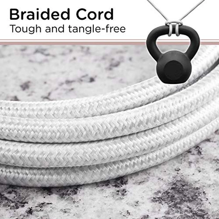 Cordinate 3-Outlet Power Strip Extension Cord with Multiple Outlets 15 Ft Indoor Braided Grounded Flat Plug Extension Cord ETL Listed White 50011 by Cordinate - Image 5