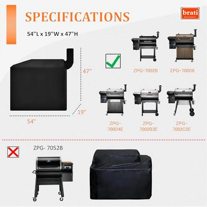 Grill Cover for Z Grills 700 Series and 10502B Pellet Smoker,54 Inch Z Grills Pellet Grill Cover Accessories by brati - Image 3