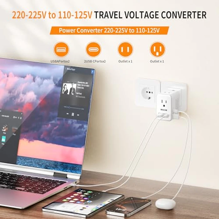 220 V to 110 V Voltage Converter, 20 W PD, Reduces 220 V to 120 V, U.S. to Europe Travel Converter for Over 80 Countries, Including Most European Countries, France, Germany, Italy and Australia by WAUDM - Image 6
