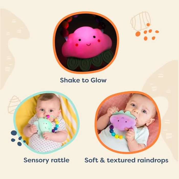 B. toys - Baby Light - Up Cloud Rattle - Rain - Glow Squeeze - Sensory Development & Comfort - Teething Rattle Toys for Babies 3+ Years Months by B. toys - Image 5