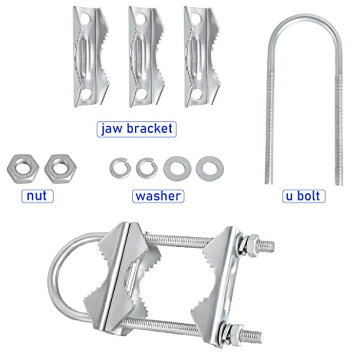 Double Antenna Mast Clamp V-Jaw Bracket U Bolts Pipe Mounting Hardware 3 Sets, Heavy Duty Mast to Mast Mount Bracket Kit for Outdoor Antenna 4 Sets by XRDS -RF - Image 3