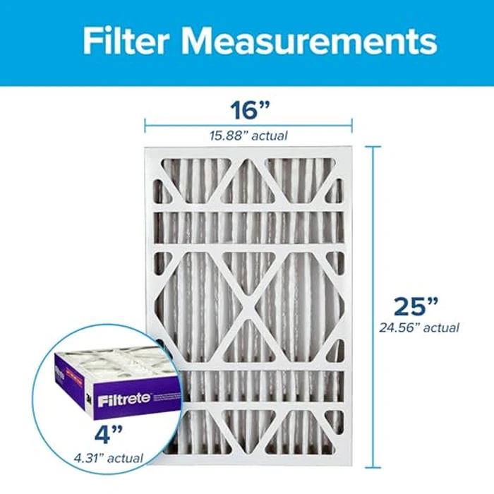 Filtrete 16x25x4 AC Furnace Air Filter, MPR 1550, MERV 12, Fits Lennox & Honeywell, CERTIFIED Asthma & Allergy Friendly, Electrostatic Air Cleaning Filter, 4-Pack (actual size 15.88 x 24.56 x 4.31) by Filtrete - Image 2