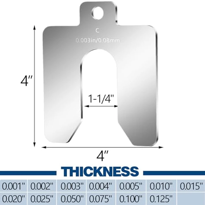 Shimeyao 130 Pcs Size C 4" X 4" Stainless Steel Slotted Shims Kit Composite Precision Metal Shims Stock for Leveling Assortment with Storage Box 8 or 13 Thicknesses for Machinist Motor Shop Wood Door by Shimeyao - Image 2