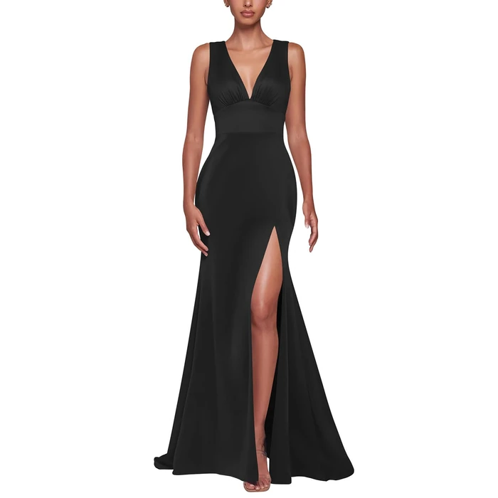 PeoKia Wedding Guest Dresses for Women 2026 Sleeveless Deep V-Neck High Slit Elegant Dinner Cocktail Long Formal Dresses Black M by PeoKia - Image 3