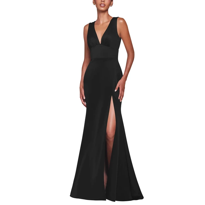 PeoKia Wedding Guest Dresses for Women 2026 Sleeveless Deep V-Neck High Slit Elegant Dinner Cocktail Long Formal Dresses Black M by PeoKia - Image 4