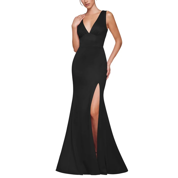 PeoKia Wedding Guest Dresses for Women 2026 Sleeveless Deep V-Neck High Slit Elegant Dinner Cocktail Long Formal Dresses Black M by PeoKia - Image 7