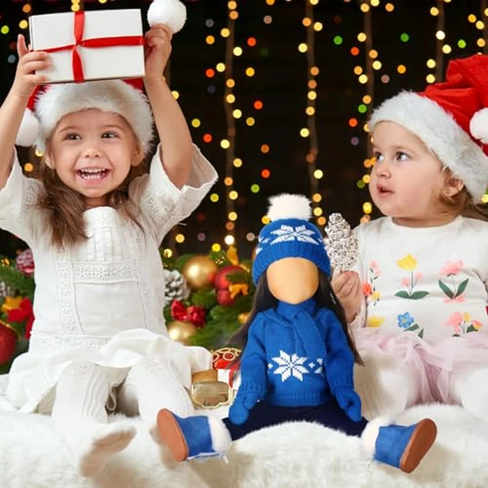 Bencailor 6 Pcs 18 Inch Christmas Doll Clothes and Accessories Winter Outfits Set Sweaters Trousers Hats Shoes Gloves for 18 Inch Doll Gifts(Blue) by Bencailor - Image 7