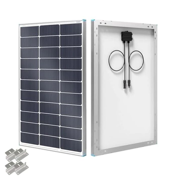 Renogy N-Type 100 Watt Solar Panel with Mounting Z Brackets, 16BB 100W Solar Panel 12V, 25% High Efficiency PV Module Power Charger for RV Camper Marine Home Rooftop Off-Grid by Renogy - Image 1