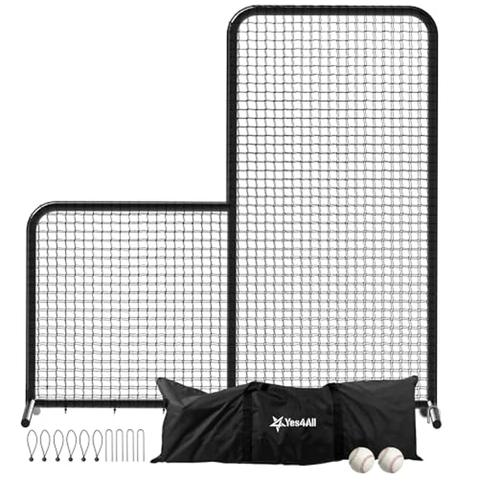 Yes4All L Screen Baseball Net for Batting and Pitching, 7x7ft No Wheel Baseball Pitching Net with 2 Basic Baseballs and Carry Bag Included, Baseball & Softball Screen, Black by Yes4All - Used - Very Good condition - US$71.62