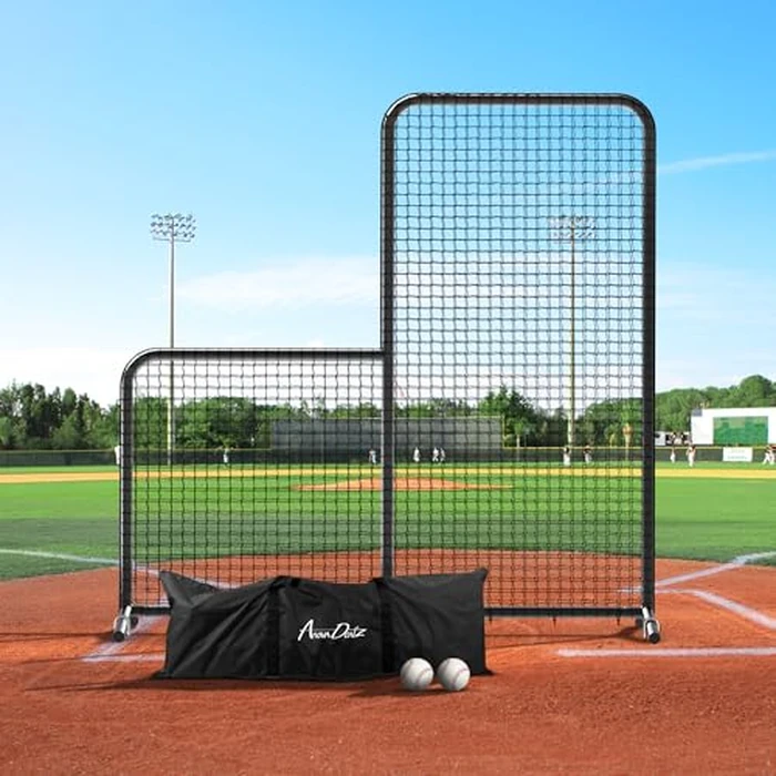 Yes4All L Screen Baseball Net for Batting and Pitching, 7x7ft No Wheel Baseball Pitching Net with 2 Basic Baseballs and Carry Bag Included, Baseball & Softball Screen, Black by Yes4All - Image 4
