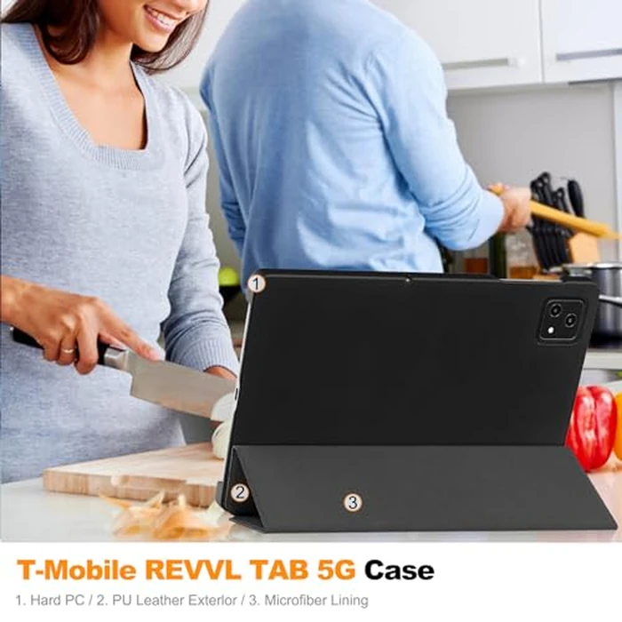 Kepuch Custer Case for T-Mobel Revvl Tab 5G 10.36",Ultra-Thin PU-Leather Hard Shell Cover - Black by Kepuch - Image 6