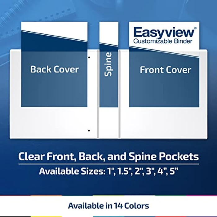 EasyView Premium Angled D-Ring 4-Inch Binders with Clear-View Covers, Customizable 3-Ring Binders for School, Office, or Home, Pack of 4, White by Davis Group - Image 4