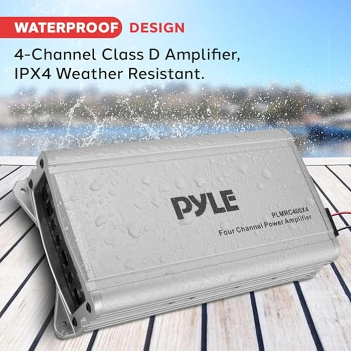 Pyle 4-Channel Compact Class D Weather Resistant Amplifier System - IPX4 Waterproof, Soft Turn On/Off, Overload Protection, 1200W Power, Suitable for Cars, ATVs, UTVs, Motorcycles, Jeeps, Marine Usage by Pyle - Image 3
