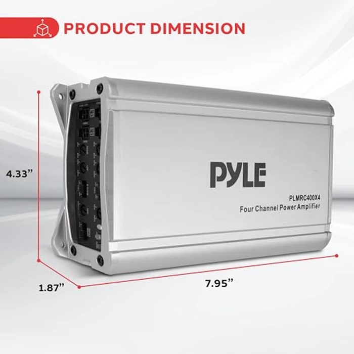 Pyle 4-Channel Compact Class D Weather Resistant Amplifier System - IPX4 Waterproof, Soft Turn On/Off, Overload Protection, 1200W Power, Suitable for Cars, ATVs, UTVs, Motorcycles, Jeeps, Marine Usage by Pyle - Image 5