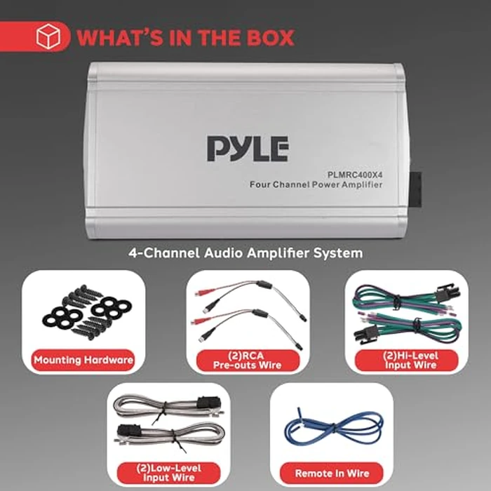 Pyle 4-Channel Compact Class D Weather Resistant Amplifier System - IPX4 Waterproof, Soft Turn On/Off, Overload Protection, 1200W Power, Suitable for Cars, ATVs, UTVs, Motorcycles, Jeeps, Marine Usage by Pyle - Image 6