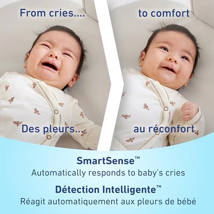 Graco SmartSense Soothing Baby Bassinet & Rocker with Cry Detection Technology, Includes 100% Organic Cotton Sheet, Luna by Graco - Image 3