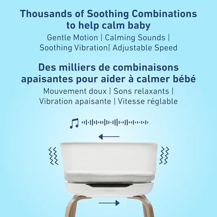 Graco SmartSense Soothing Baby Bassinet & Rocker with Cry Detection Technology, Includes 100% Organic Cotton Sheet, Luna by Graco - Image 4