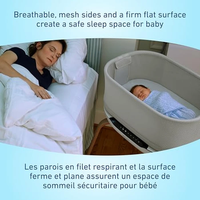 Graco SmartSense Soothing Baby Bassinet & Rocker with Cry Detection Technology, Includes 100% Organic Cotton Sheet, Luna by Graco - Image 5