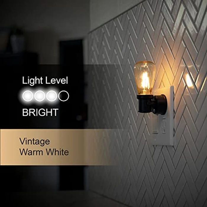 GE Vintage LED Edison Night Light, Plug-in, Dusk to Dawn Sensor, Farmhouse Decor, Mood Lighting, Home Decor, Ambient Lighting, LED Lights for Bedroom, Bathroom, Kitchen, Hallway, Black, 1 Pack, 64346 by GE - Image 4