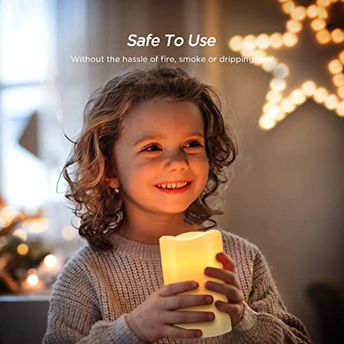 Hausware Flameless Candles Battery Operated Candles Set of 12 (D: 3" x H: 4") Real Wax Pillar Flickering Candles LED Flameless Candles with Remote and Timer Control (Ivory Color) by Hausware - Image 4