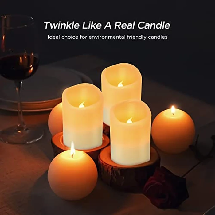 Hausware Flameless Candles Battery Operated Candles Set of 12 (D: 3" x H: 4") Real Wax Pillar Flickering Candles LED Flameless Candles with Remote and Timer Control (Ivory Color) by Hausware - Image 8