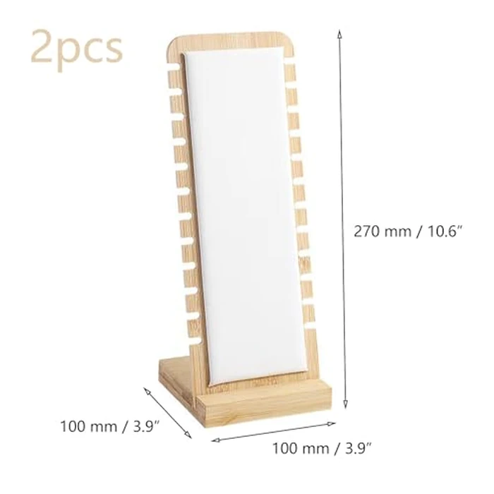 SWTOOL 2PCS Natural Color Body Bamboo Jewelry Necklace Display Stand with White Leather Soft Mat Necklace Pendant Tabletop Display Holder for Home Selling Shows by SWTOOL - Image 2